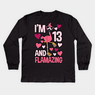 I'm 13 And Flamazing Flamingo Kids Long Sleeve T-Shirt